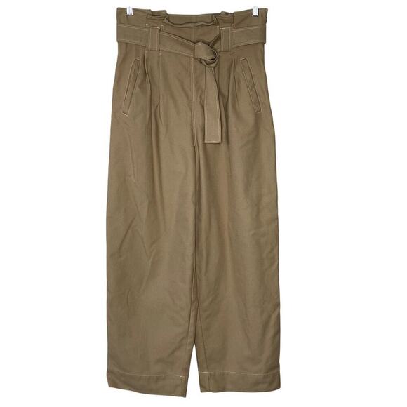 GANNI  HIGH- WAIST PAPERBAG WIDE LEG  COTTON BLEND PANT SIZE L‎ - Picture 1 of 11